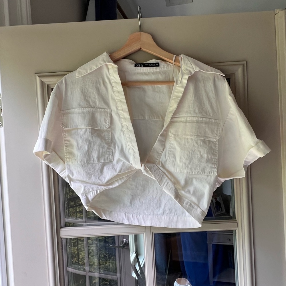 Zara Cropped Collared Top